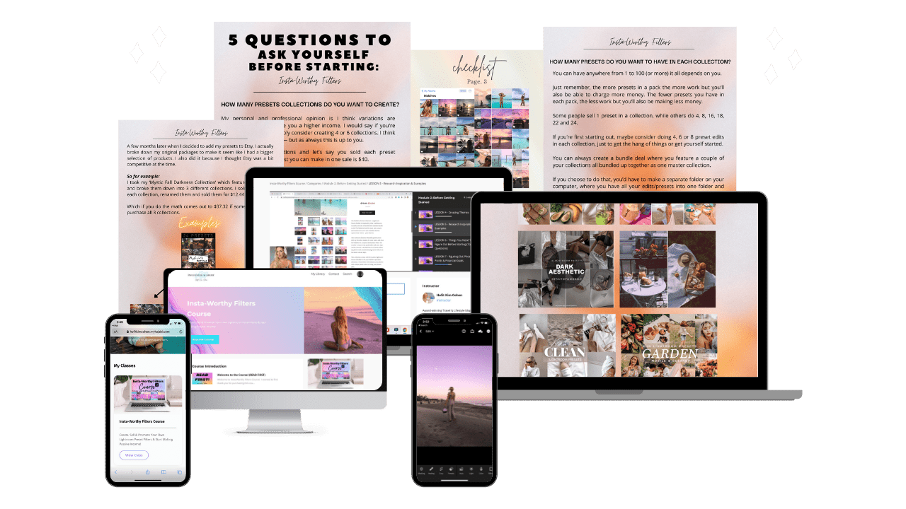 Insta Worthy Filters Course - Lightroom Presets Course passive income (Hofit Kim Cohen - Vanilla Sky Dreaming) lightroom presets 